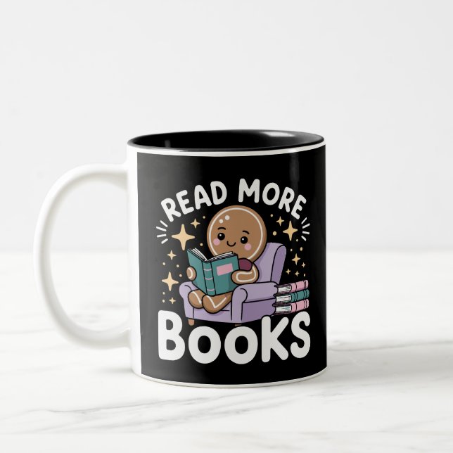 Tasse 2 Couleurs Enseignant de Noël Lit plus de livres drôle  (Gauche)
