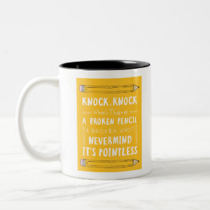 Tasse 2 Couleurs Enseignant Knock Blagues crayon Puns Humour enfant
