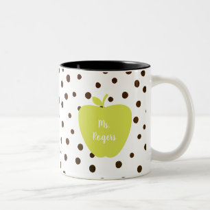 Tasse 2 Couleurs Enseignant moderne Polka Dot Neon Apple