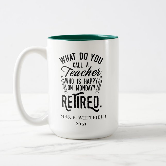 Tasse 2 Couleurs Enseignant retraité Directeur d'école Retraite (Gauche)