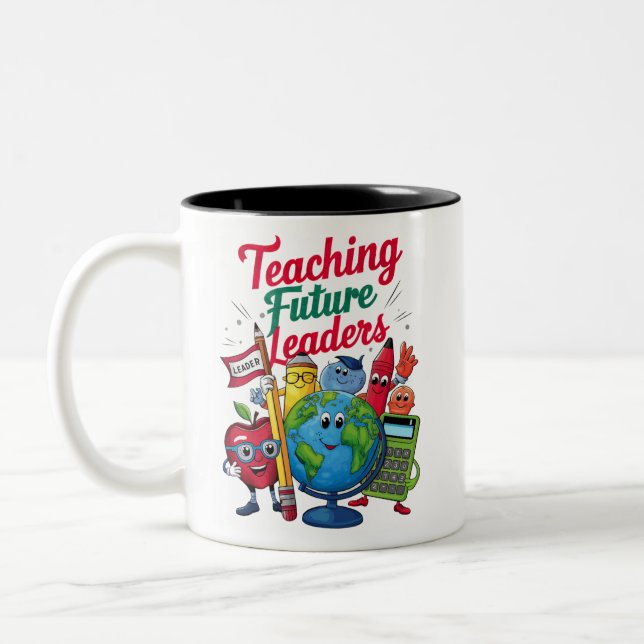 Tasse 2 Couleurs Enseignement Rétro Dirigeants Futurs Enseignant Éc (Gauche)