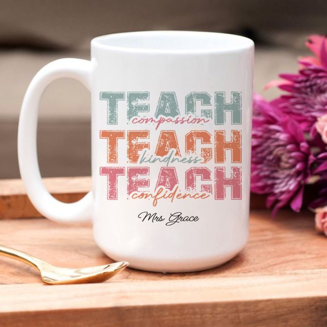 Tasse 2 Couleurs Enseigner la bonté de compassion, enseignant perso (Teach Compassion Kindness ,Personalized teacher mug)