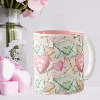 Tasse 2 Couleurs Envelopes et cœurs de la Saint-Valentin