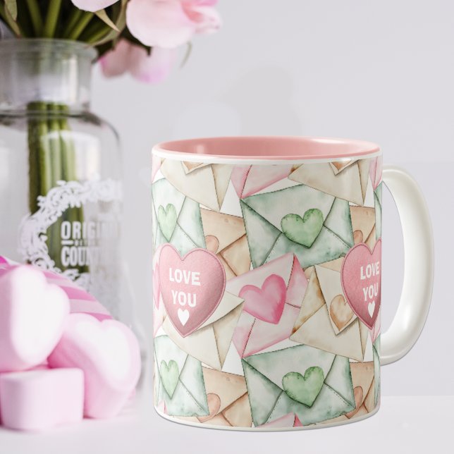 Tasse 2 Couleurs Envelopes et cœurs de la Saint-Valentin (Créateur téléchargé)