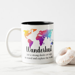 Tasse 2 Couleurs Envie de voyager/conception colorée de carte du