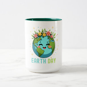 Tasse 2 Couleurs Environnement jour des terres Terre mignonne Avec