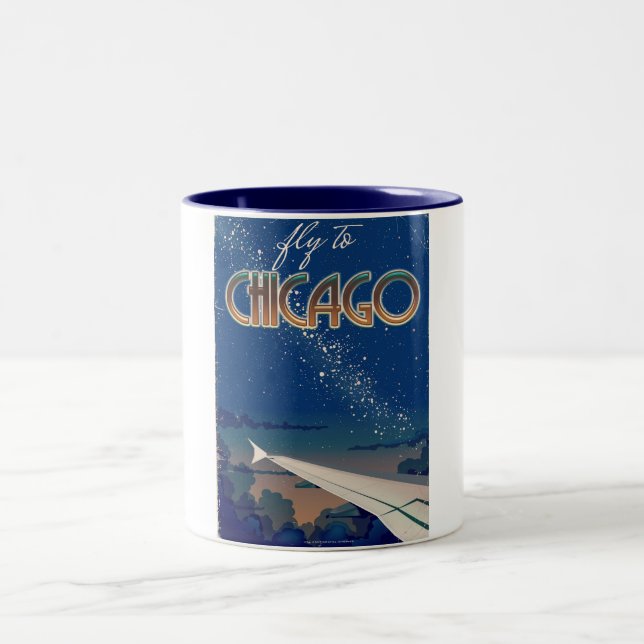 Tasse 2 Couleurs Envolez-vous pour Chicago (Centre)