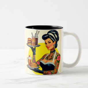 Tasse 2 Couleurs Épinglette de serveuse vintage