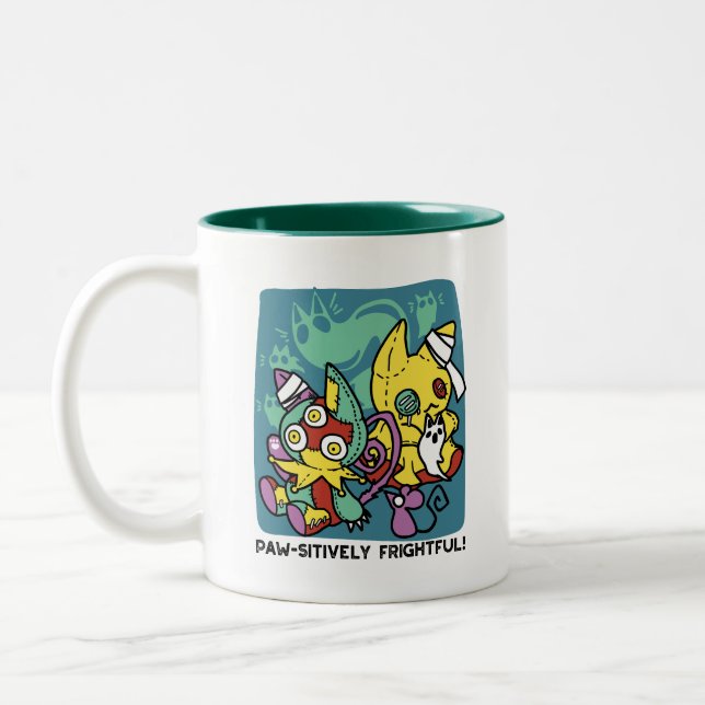 Tasse 2 Couleurs Épouvantablement mignon | Chats monstrueux Hallowe (Gauche)