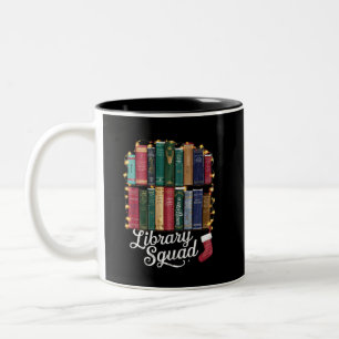 Tasse 2 Couleurs Équipe de lecture de la bibliothèque de Noël amour