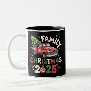 Tasse 2 Couleurs Équipe de Noël familiale 2025 Groupe familial à as