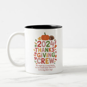Tasse 2 Couleurs Équipe de Thanksgiving en famille 2024 Dinde Corre
