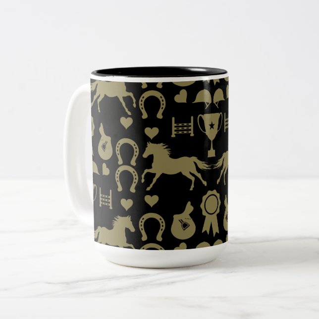 Tasse 2 Couleurs Équitation Or (Devant gauche)