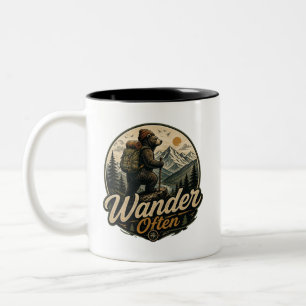 Tasse 2 Couleurs Errer souvent Vintage Randonnée Ours Montagne Aven