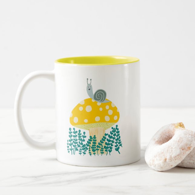 Tasse 2 Couleurs Escargot lunaire sur champignon magique (Avec donut)