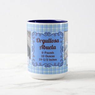 Tasse 2 Couleurs ESPAGNOL Fière Grand-Mère Bébé Bleu Plaid