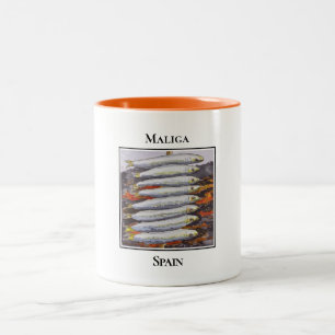 Tasse 2 Couleurs Espetos, Grillades de sardines célèbres, Malaga Es