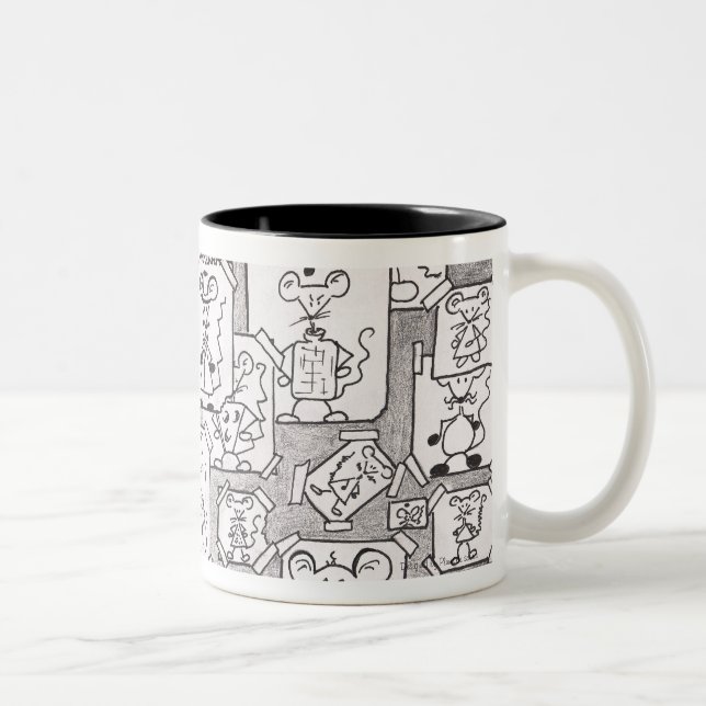 Tasse 2 Couleurs Esquisses de souris encrées (Droit)