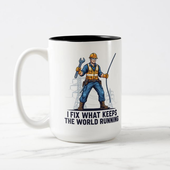 Tasse 2 Couleurs Essential Electrician Utility Lineman funny (Gauche)