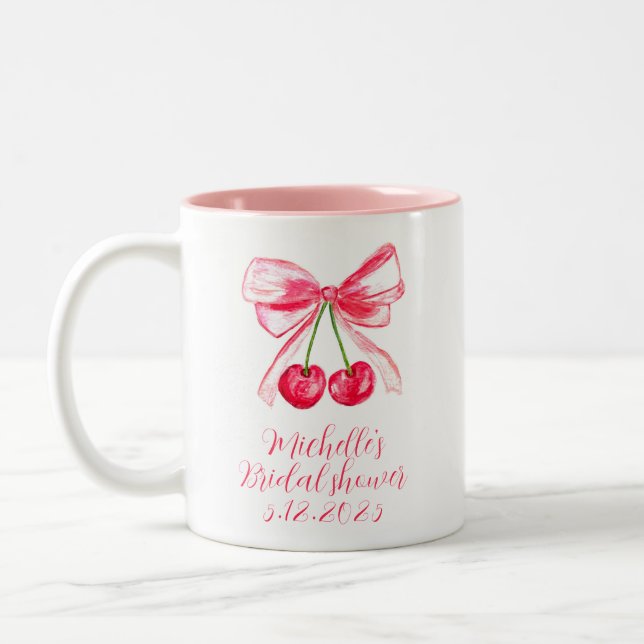 Tasse 2 Couleurs Esthétique Coquette Rose Élégant Shower de Mariage (Gauche)