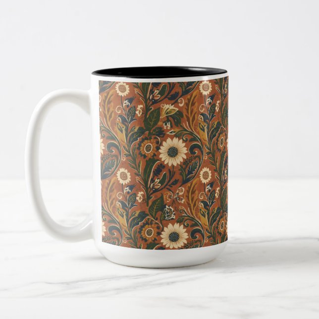 Tasse 2 Couleurs esthétique florale orange (Gauche)