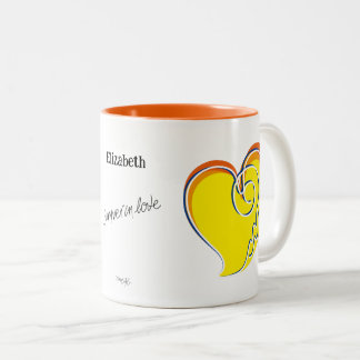 Tasse 2 Couleurs Été d'amour - Soleil & Cœur de plage - Nom personn