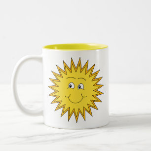 Tasse 2 Couleurs Été jaune Sun avec un visage heureux