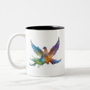 Tasse 2 Couleurs Ethereal Rainbow Dove - Symbole de la Paix et de l