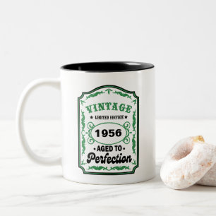 Tasse 2 Couleurs Étiquette d'anniversaire vintage année personnalis