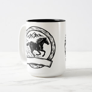 Tasse 2 Couleurs Étiquette de badge de cheval sauvage