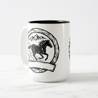 Tasse 2 Couleurs Étiquette de badge de cheval sauvage