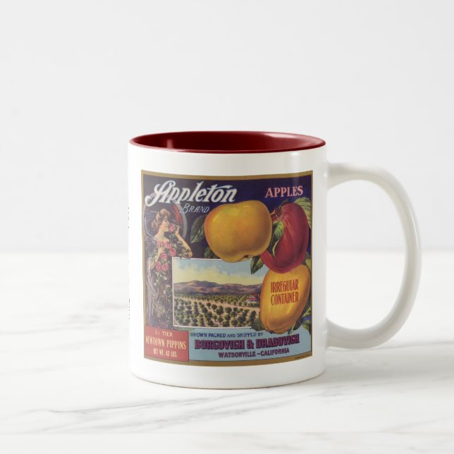 Tasse 2 Couleurs Étiquette de fruit de pommes d'Appleton (Droit)