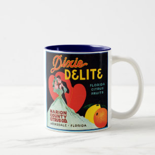 Tasse 2 Couleurs Étiquette Vintage de succion de fruits à la dixi
