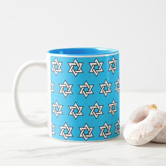 Tasse 2 Couleurs Étoile de David (Avec donut)