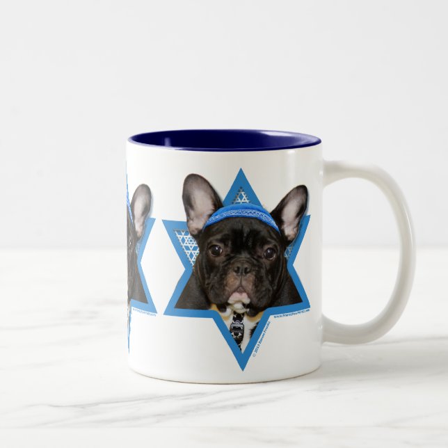 Tasse 2 Couleurs Étoile de David de Hanoukka - bouledogue français (Droit)