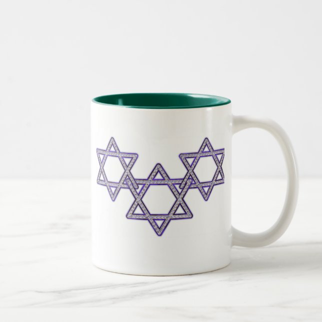 Tasse 2 Couleurs Étoile De David Trio (Droit)