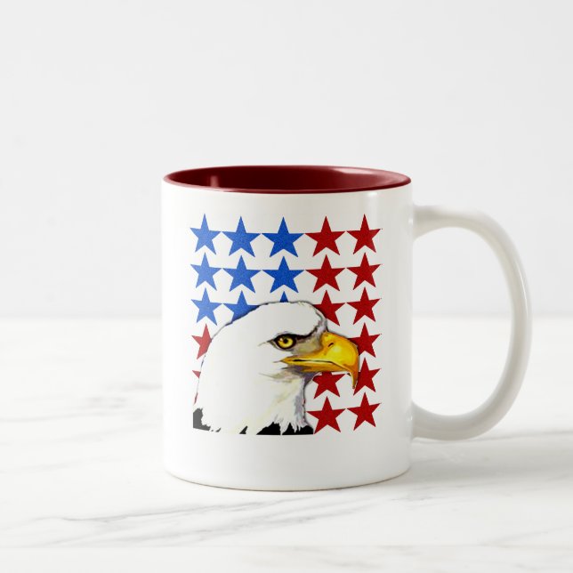 Tasse 2 Couleurs Étoiles américaines d'Eagle chauve (Droit)