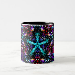 Tasse 2 Couleurs Étoiles de Fractale Colorée Univers Mandala Étoile