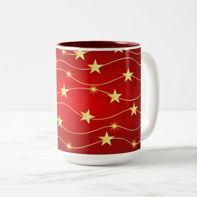 Tasse 2 Couleurs Étoiles de Noël (Devant droit)