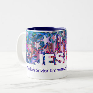 Tasse 2 Couleurs Étoiles de Noël   JESUS   Personnalisable Abstrait