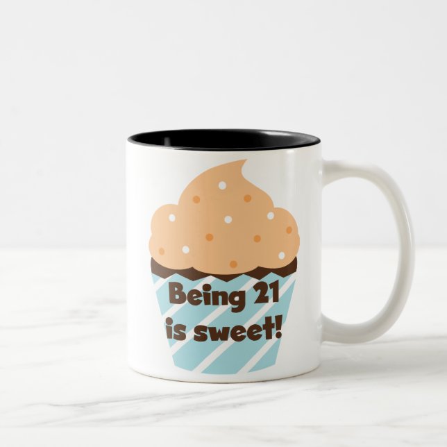 Tasse 2 Couleurs Etre 21 est doux t-shirts et cadeaux d'anniversair (Droit)