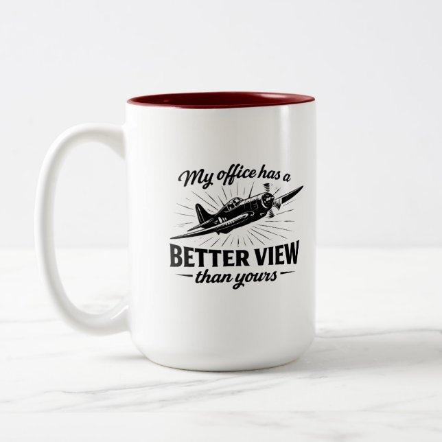 Tasse 2 Couleurs etter View Pilot WWII Plane Humor Tee (Gauche)