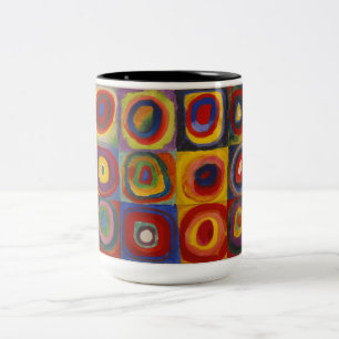 Tasse 2 Couleurs Étude de couleur : Carrés avec cercles concentrés
