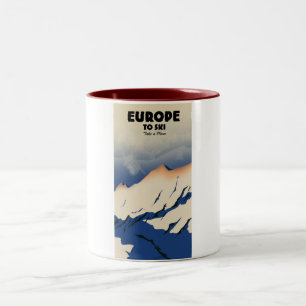 Tasse 2 Couleurs Europe pour skier "Prendre un avion"