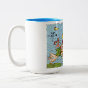 Tasse 2 Couleurs Europe vintage Carte générale du XXe siècle