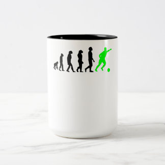 Tasse 2 Couleurs Évolution du football (vert)
