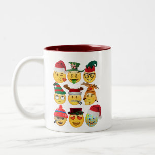 Tasse 2 Couleurs Express Avec Hilarious Noël Emojis & Mèmes
