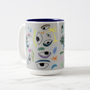 Tasse 2 Couleurs Eyes Stars Plante Moderne minimaliste Art