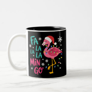 Tasse 2 Couleurs Fa La La La Mingo Noël Flamant Rose Amoureux