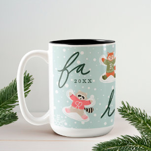 Tasse 2 Couleurs Fa La La Snow Angel Bois Animaux Plaisir Hiver